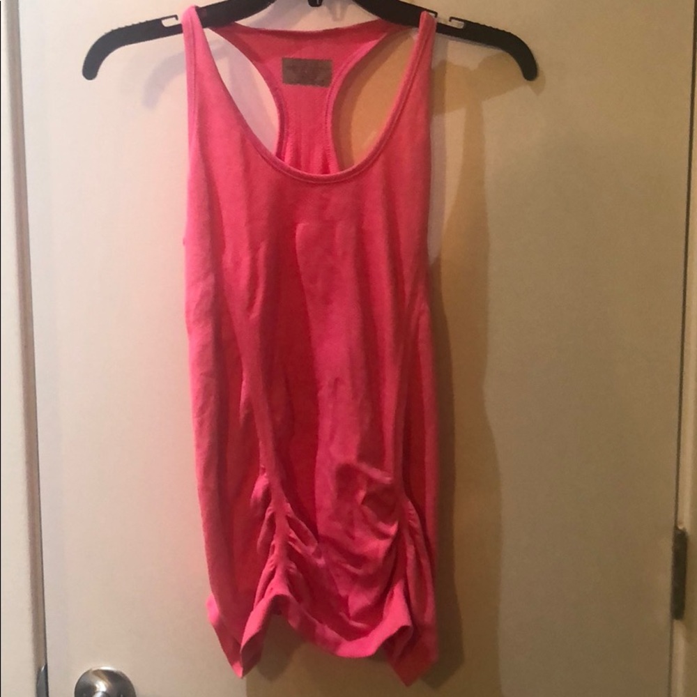 Athletes hot pink ruched running tank